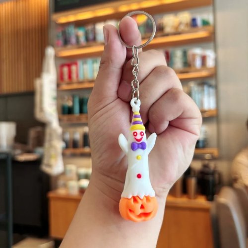 3D PVCハンドバッグチャームキーホルダー - ハロウィンデザイン