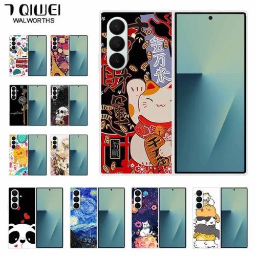 Case Samsung Galaxy Z Fold 7, Penutup Belakang Bening Hardcase PC dengan Motif Bunga dan Hewan