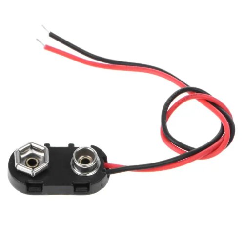 PP3 9V batterijclip met vertinde draden 150mm, zwart/rood