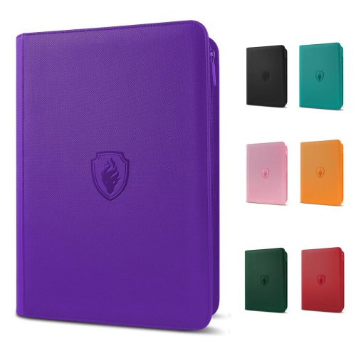 9-Pocket Zipper Card Binder, 360 Trading Card Album, Premium PU Cover, Side Loading