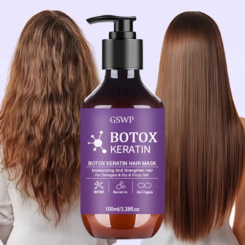 Máscara de Cabelo Botox Queratina GSWP - Hidrata e fortalece o cabelo danificado, reduz o frizz, as pontas duplas e os nós (100ml/200ml)