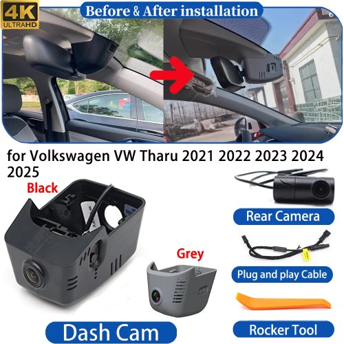Kamera Dash untuk Volkswagen VW Tharu 2021-2025, 4K UHD DVR, Plug and Play