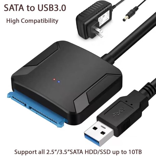 SATA to USB 3.0 어댑터 케이블 2.5인치/3.5인치 SSD/HDD 하드디스크용 12V/2A 전원 어댑터 포함