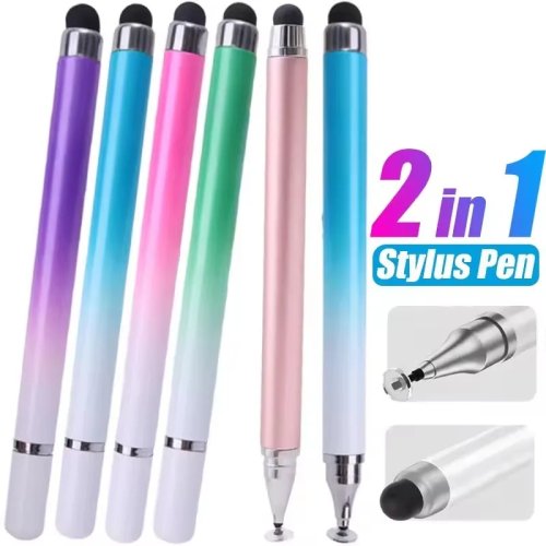 Pena Stylus Universal 2 in 1 untuk Tablet, HP Android, iPhone, iPad - Pena Sentuh Kapasitif untuk Menulis dan Menggambar