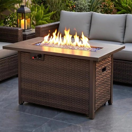 Mesa de fogueira a propano 42 polegadas para pátio, 50.000 BTU, castanha