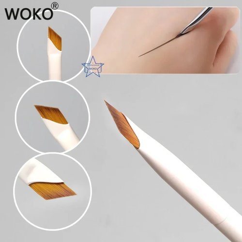 Kuas Eyeliner Blade Tipis Presisi, Kuas Alis Sudut Datar, Kuas Rias Bawah Mata, Putih