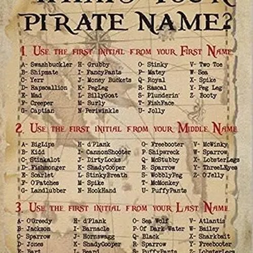 Cartello Metallico 'Qual è il tuo nome da pirata?' 8x12 Pollici