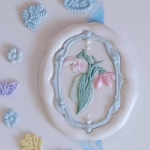 Carimbo de Lacre DIY, Estilo Europeu Retro, Cabeça Removível, Design Mini Floco de Neve e Borboleta