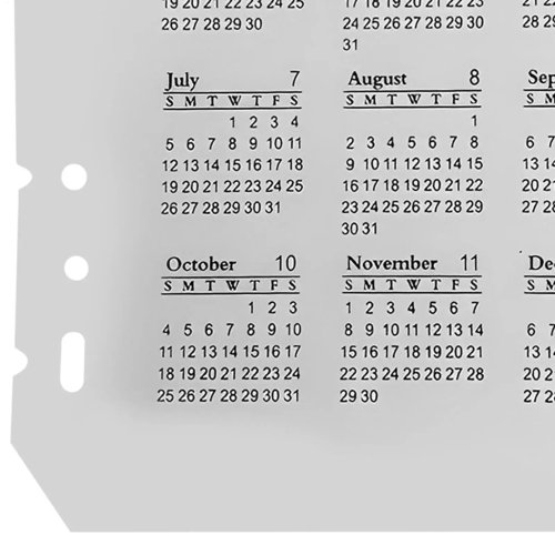 Transparante matte PP binderscheidingsbladen A5/A6 met kalenderindex 2026 voor planner-refills