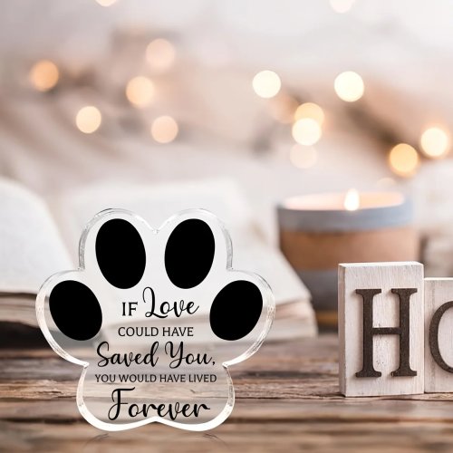 Ornamento commemorativo piatto 2D in acrilico con impronta di zampa – Regalo di condoglianze per perdita di animale domestico, decorazione da tavolo per amanti di cani e gatti