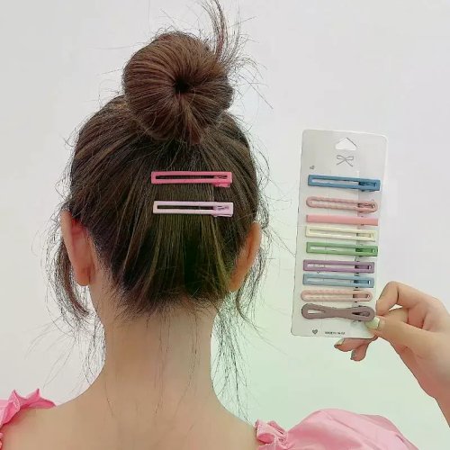 Set Jepit Rambut Warna-warni untuk Wanita & Anak Perempuan: Klep Rambut Persegi Panjang, Jepit Bebek, Jepit Samping (7/10/11 pcs)