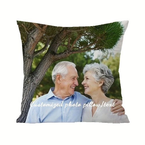 Gepersonaliseerde fotokussensloop (alleen hoes) – Gepersonaliseerd woondecoratie cadeau voor Moederdag, Vaderdag, Thanksgiving