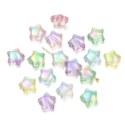5개 AB 컬러 UV 코팅 아크릴 펜타그램 비즈 10.5x11mm 루즈 스페이서 비즈 쥬얼리 만들기