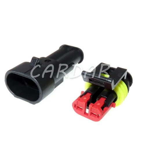 Set Konektor Listrik Otomotif Waterproof 2 Pin, AMP SuperSeal Compatible (282104-1 & 282080-2)