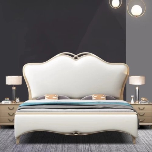 Nordic Luxury King Size Bed with High Frame - Minimalist Princess Style