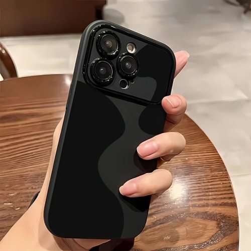 Cover in silicone nera opaca con grafica astratta e protezione per la fotocamera per iPhone 17 Pro Max, 16, 15, 14, 13, 12 Pro, 11, 16 Plus, 15 Plus