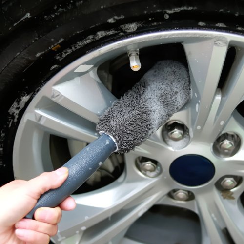 Brosse à pneus microfibre pour voiture - Nettoyant efficace pour moyeux et jantes - Parfait pour l'entretien, le detailing et les fournitures de nettoyage