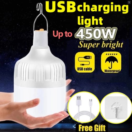 Lámpara de Camping Portátil, LED Recargable USB, Luz de Emergencia con Gancho, Potente Luz para Carpa y Asador
