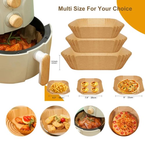 Papier cuisson jetable pour friteuse à air – papier sulfurisé antiadhésif pour friteuse, four et micro-ondes