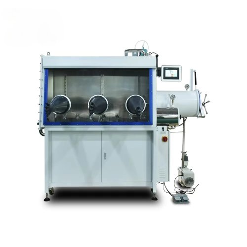 Glove box sottovuoto riscaldato a 3 porte, camera di isolamento anidra e priva di ossigeno con piccola anticamera per ricerca batterie al litio
