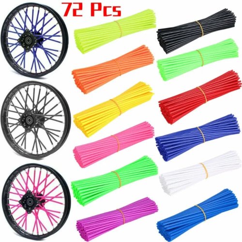 72 pièces Protège-rayons pour Vélo et Moto - 24cm Bandes de Jante, Kit de Habillage de Rayons Colorés