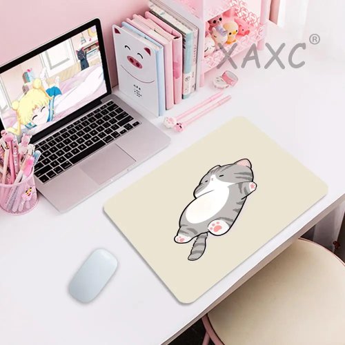 Süßes Katzen-Mauspad 40x45cm, Großes rutschfestes Gummi-Schreibtischpad für Computer, Büro und Gaming