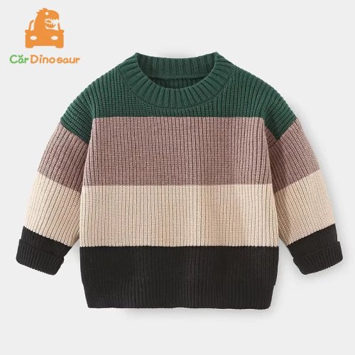 Jersey de punto infantil con rayas de colores y patchwork, tallas 2-10 años, para primavera, otoño e invierno 2025