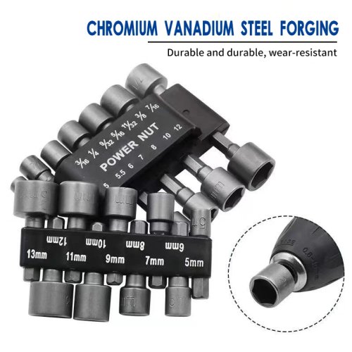 Powerful Socket Wrench Set with Hexagonal Handle, Extension Rod, and Pneumatic Screwdriver Bits