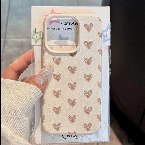 Coque de téléphone marron peinte à la main avec motif cœur pour Samsung Galaxy S25 S24 Ultra 5G S23 FE S22 S21 Plus A26 A25 A24 A36 A56 A16 Bumper