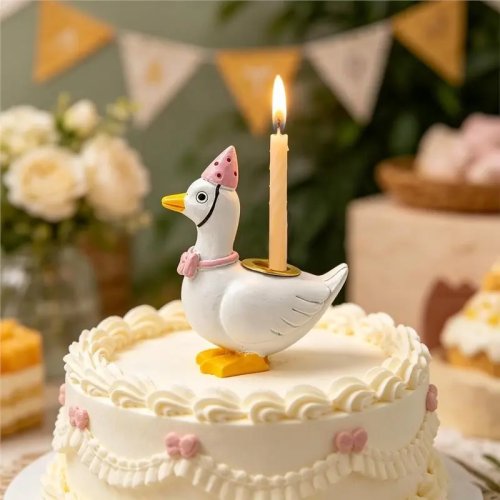 ABLQ Tempat Lilin Kue Angsa Lucu, Kecil dari Resin