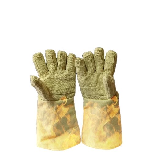 Guanti di sicurezza in para-aramide certificati EN, resistenti al calore, twill giallo rinforzato per fusione e lavori in fonderia