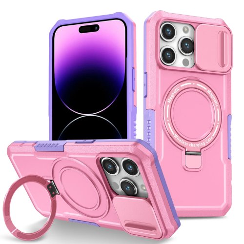 Etui na iPhone 17 Pro / Pro Max z Magnetyczną Podstawką, Antywstrząsowe, Wnęka na Kartę, Kompatybilne z Uchwytem Samochodowym