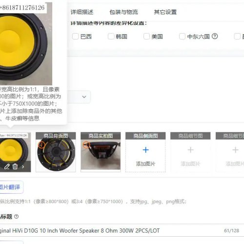 HiVi D10G Speaker Woofer 10 Inch 8 Ohm 300W (2 pcs) untuk Subwoofer Audio Mobil