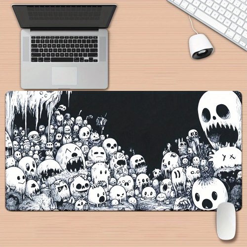 Horror Comic Ghost Monster XXL Extended Gaming Mouse Pad - Non-Slip Rubber Desk Mat for PC & Office