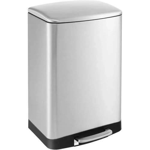 50L Stainless Steel Garbage Can with Lock, Foot Pedal, and Soft-Close Lid for Kitchen/Office