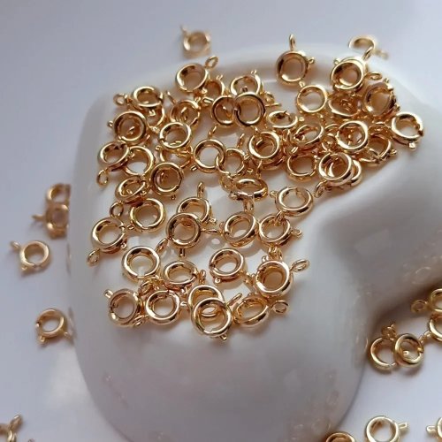 Fechos e conectores para bijuteria DIY banhados a ouro 14K - mola e lagosta para pulseiras, tornozeleiras e colares
