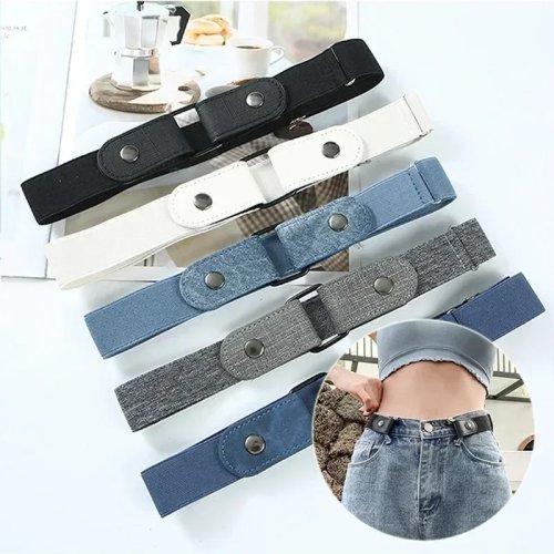 Cintura elastica in tela, regolabile, senza fibbia, per uomo e donna, jeans, pantaloni, vestiti