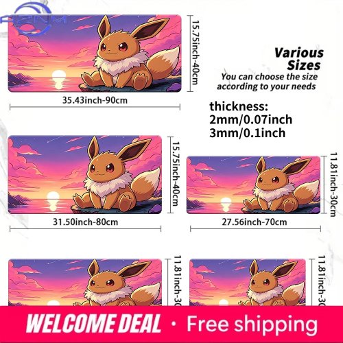 Tapis de souris gaming Mimikyu Nuit étoilée vintage, sous-main en caoutchouc antidérapant