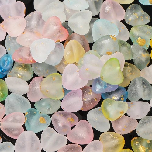 50 Stück Herzform Acrylperlen, mehrfarbig, lose Abstandsperlen für Schmuckherstellung, DIY Armbänder, Halsketten, Ohrringe