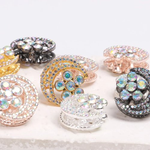 4 Stück 2,4 cm bunte Kristall-Rhinestone-Perlen Blume und Mond für DIY Schmuckherstellung Halskette Armband