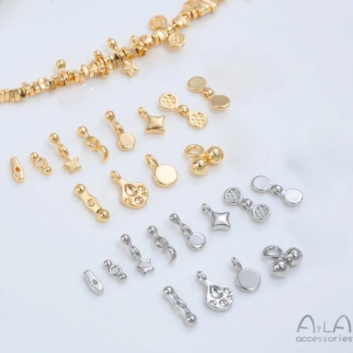 Entretoises et pendentifs en laiton plaqué or 14K en forme d'étoile, lune, poisson, griffe et étiquette ronde pour création de bijoux DIY