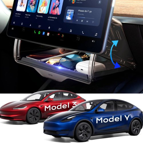 Scatola portaoggetti sotto lo schermo per Tesla Model Y e Model 3, organizer per console centrale con scomparto nascosto magnetico (2016-2026)