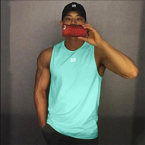 Heren bodybuilding tanktop, mouwloos gym shirt, stringer singlet, casual zomer vest