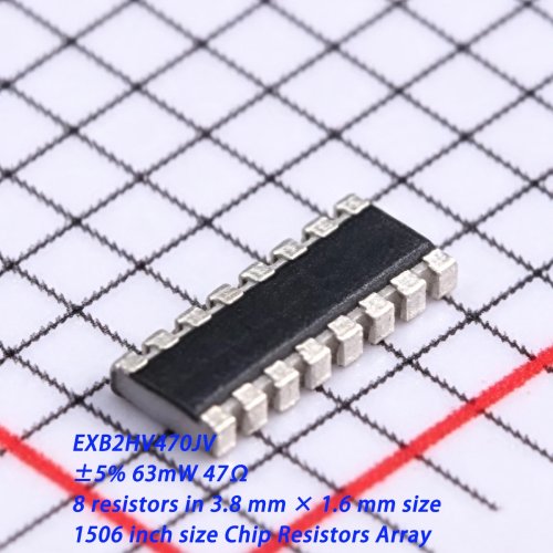 50개 EXB2HV470JV SMD-16P 저항 어레이, 47Ω ±5% 63mW, 8개 저항, 1506 (3.8x1.6mm), 새것 오리지널