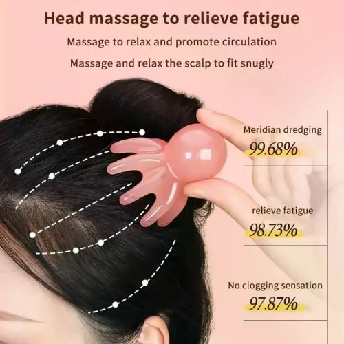 Pink Resin Octopus Scalp Massage Comb – Stress Relief & Hair Care Tool
