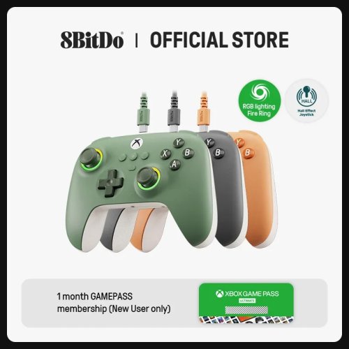 8BitDo Ultimate C bekabelde gamecontroller voor Xbox, RGB-verlichting Fire Ring, Hall-effect-joysticks, Windows 10/11