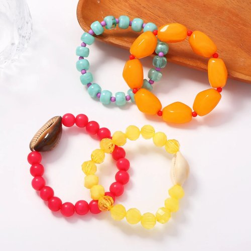Set de pulseras de cuentas coloridas de capas para mujer, vacaciones de verano en la playa
