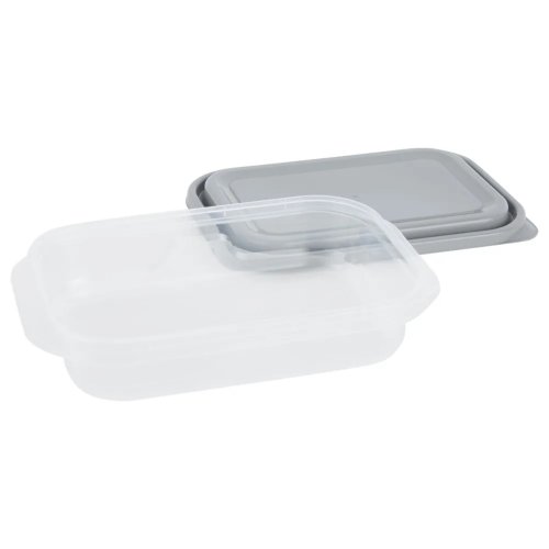 EveryWare Rectangle Food Storage Containers, 4-Cup, 3-Pack with Lids, Gray, Leak-Resistant