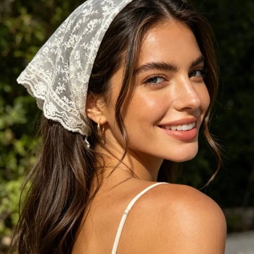 Bandana triangular de encaje floral estilo bohemio para mujer – Pañuelo para vacaciones