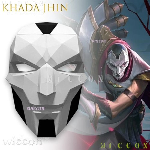 AKhada Jhin Oni Maske - DIY Papier Halloween Kostüm für Erwachsene, Horror Cosplay